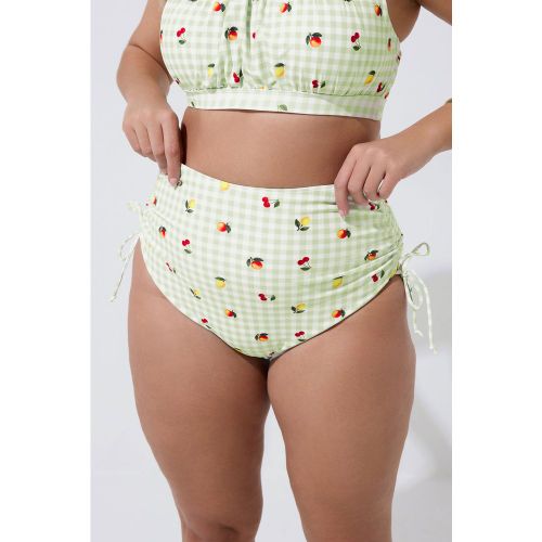 Yours Bas De Bikini À Taille Super Haute En Vichy Vert À Imprimé Fruitssize 56 - Limited Collection - Modalova