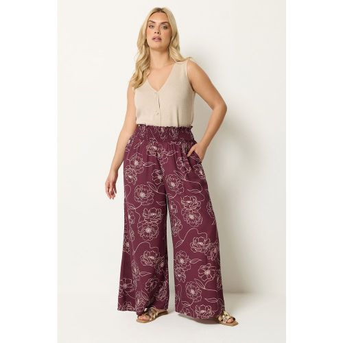 Pantalon Large Bordeaux À Fleurs Size Regular > 46 - Yours - Modalova