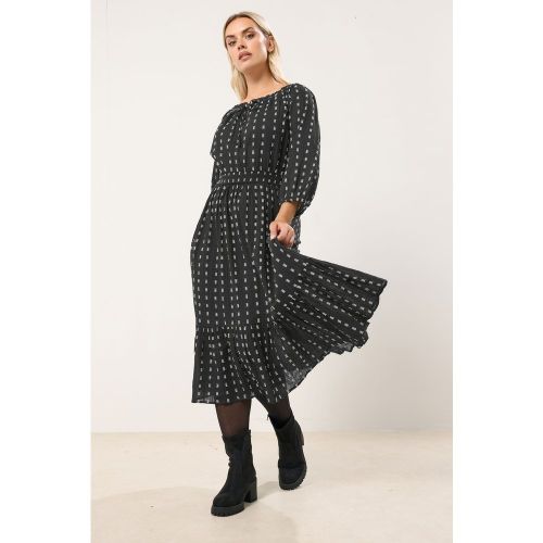 Robe Midaxi Noire Plissée À Pois Size 48 - Yours - Modalova