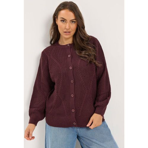 Cardigan Bordeaux En Maille Pointelle Size 42-44 - Yours - Modalova