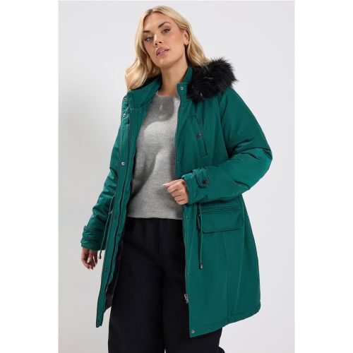 Parka Verte À Bordure En Fausse Fourrure Size 40 - Yours - Modalova