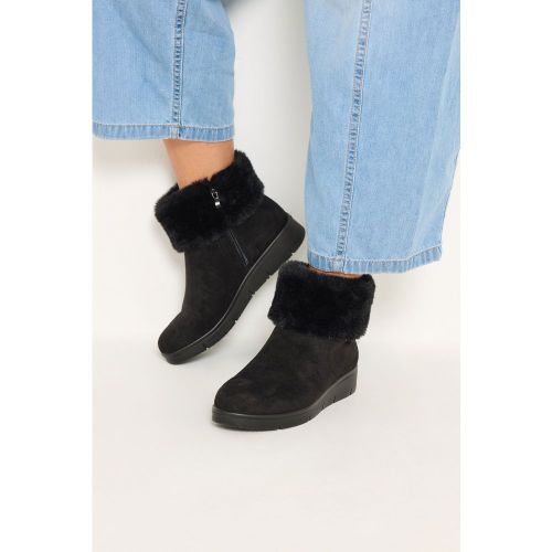 Bottines Noires En Imitation Daim Et Fourrure, Coupe Large E Size 38EEE - Yours - Modalova