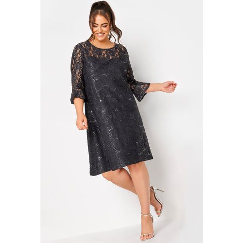 Robe Volantée Sequins & Dentelle , Grande Taille & Courbes - Yours - Modalova