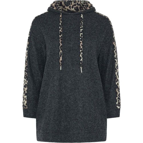 Sweat À Capuche Gris À Imprimé Léopard Size 46 - Yours - Modalova