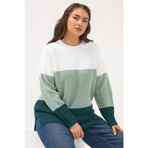 Pull Color Block Vert Menthe Size 50-52 - Yours - Modalova