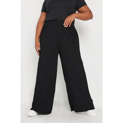 Curve Black Textured Elasticated Wide Leg Trousers, Grande Taille & Courbes - Yours - Modalova