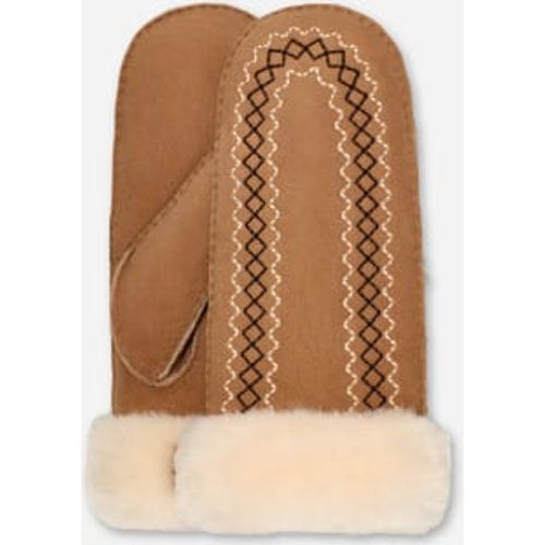 Moufle brodée Atherson in Brown, Taille L/XL, Shearling - Ugg - Modalova