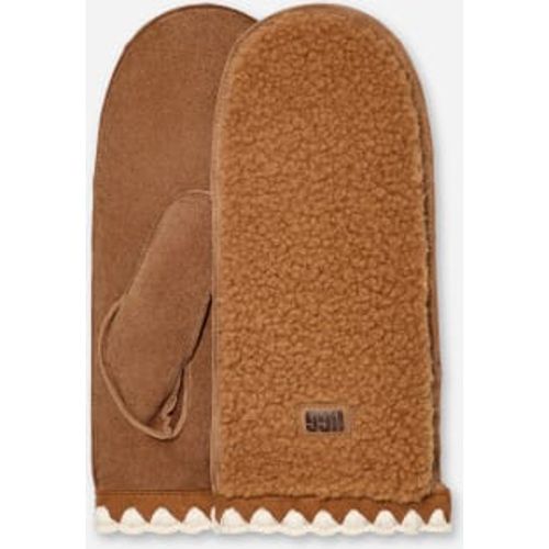 Moufle festonnée en fluff in Brown, Taille L/XL, Cuir/Fleece - Ugg - Modalova