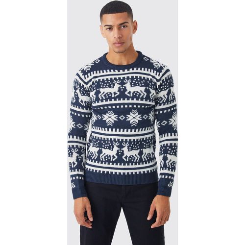 Pull de Noël en jacquard à imprimé rennes - S - Boohooman - Modalova