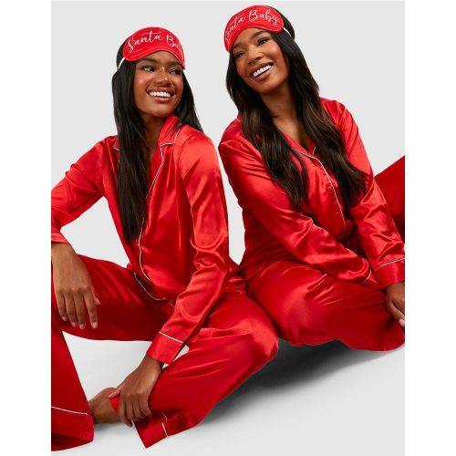 Pyjama Et Masque De Sommeil En Satin Santa Baby - 38 - boohoo - Modalova