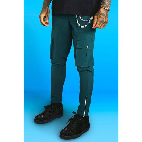 Pantalon cargo à poches en relief et chaîne - S - Boohooman - Modalova