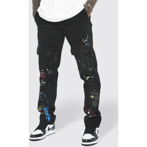 Pantalon cargo droit avec tâches de peinture - XS - Boohooman - Modalova