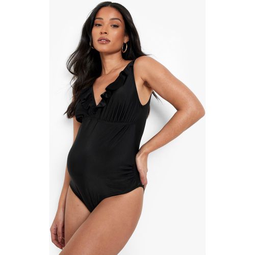 Maternité - Maillot De Bain Décolleté À Volants - 40 - boohoo - Modalova