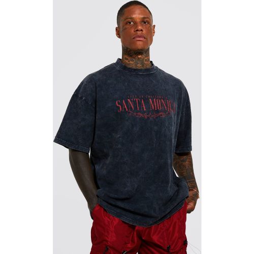 T-shirt oversize délavé à col montant - M - Boohooman - Modalova