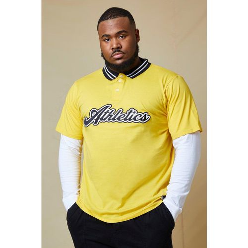 Grande taille - Polo à manches contrastantes et écussons - XXXXL - Boohooman - Modalova