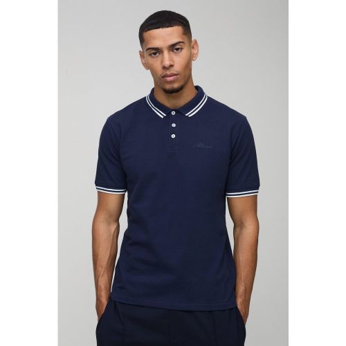 Polo piqué cintré à logo - MAN - S - Boohooman - Modalova