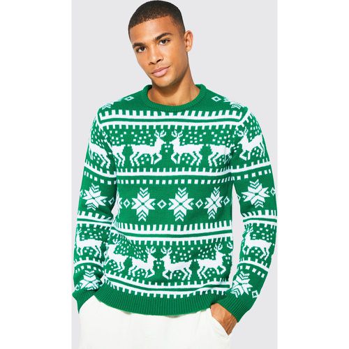 Pull de Noël jacquard imprimé renne - S - Boohooman - Modalova