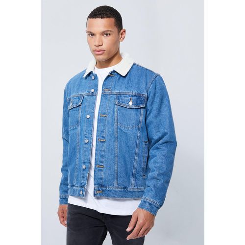 Tall - Veste oversize en jean à doublure en polaire homme - S - Boohooman - Modalova