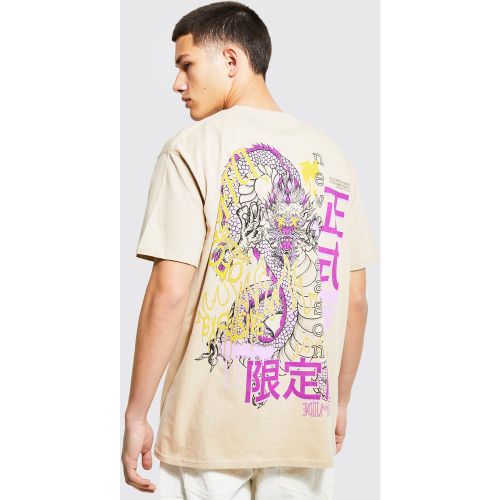 T-shirt oversize surteint à imprimé dragon au dos - S - Boohooman - Modalova