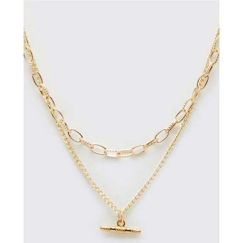 Collier à chaîne double et pendentif barre - ONE SIZE - Boohooman - Modalova