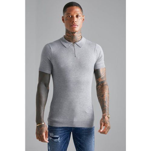 Polo moulant zippé à manches courtes - XS - Boohooman - Modalova