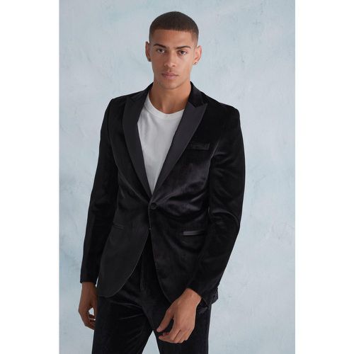 Veste de costume cintrée satinée en velours - 36 - Boohooman - Modalova