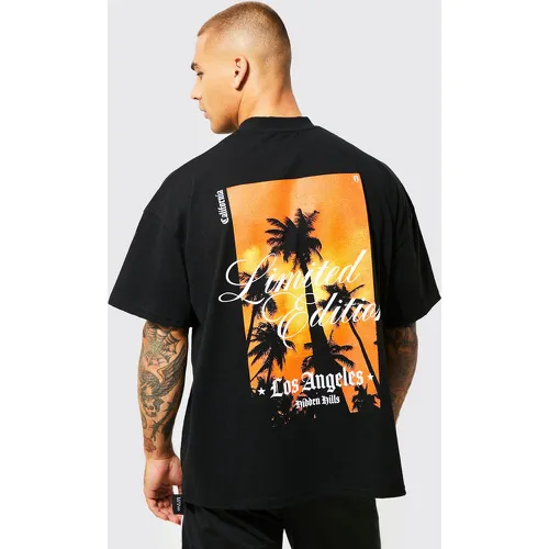 T-shirt oversize à col montant et imprimé palmier - Boohooman - Modalova