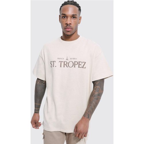 T-shirt oversize à slogan St Tropez - S - Boohooman - Modalova