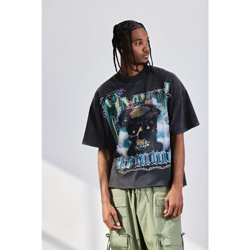 T-shirt oversize à imprimé crâne et bords bruts - L - Boohooman - Modalova