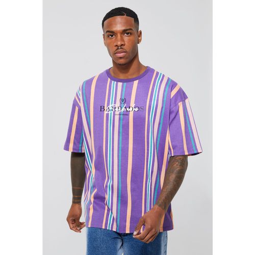 T-shirt oversize rayé à slogan Barbados - Boohooman - Modalova