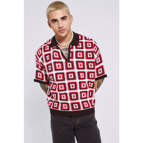 Polo ample en crochet à manches courtes - M - Boohooman - Modalova