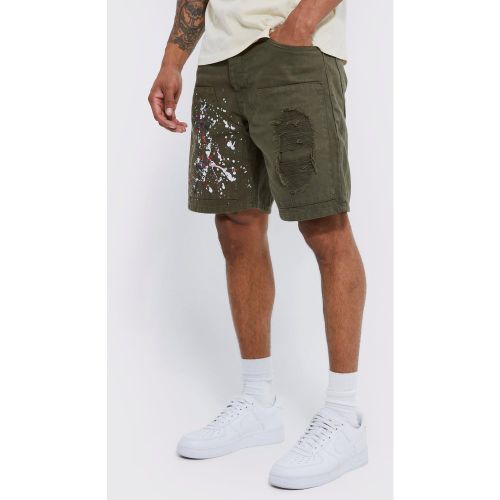 Short ample à taches de peinture - 30 - Boohooman - Modalova