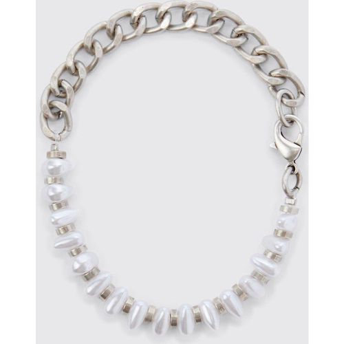 Bracelet en chaîne et perles - Boohooman - Modalova
