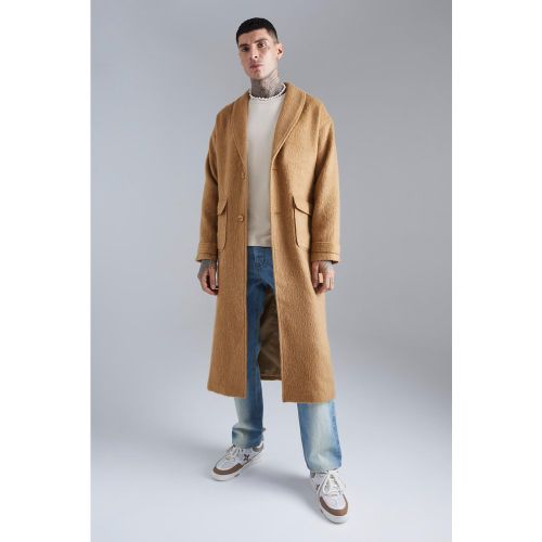 Manteau droit effet laine à ceinture - S - Boohooman - Modalova