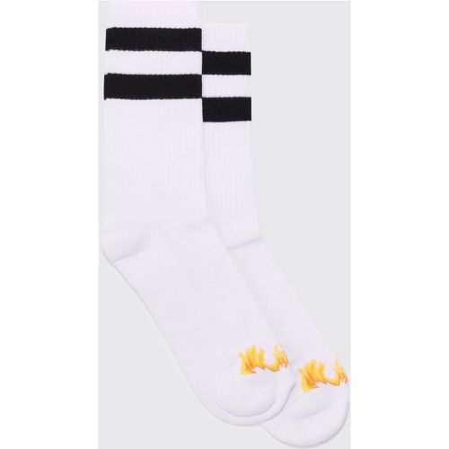 Chaussettes de sport à imprimé flammes - ONE SIZE - Boohooman - Modalova