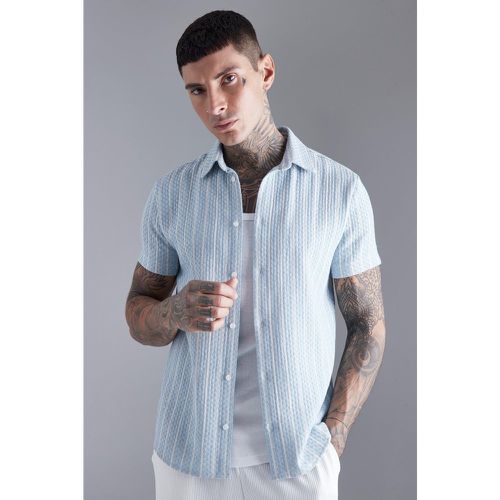 Chemise texturée rayée à manches courtes - S - Boohooman - Modalova