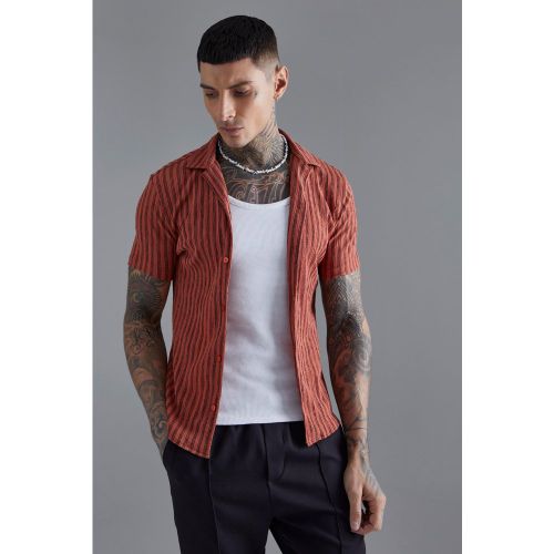 Chemise moulante à rayures et manches courtes - XL - Boohooman - Modalova