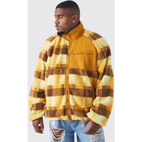 Grande taille - Veste à carreaux en polaire avec empiècement en nylon homme - XXL - Boohooman - Modalova