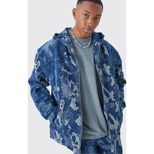 Veste en jean zippée à capuche - L - Boohooman - Modalova