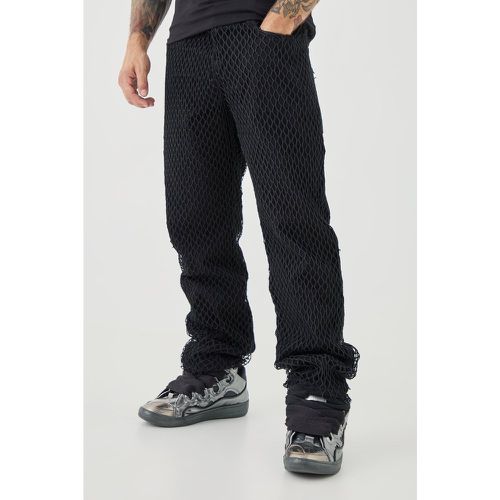 Relaxed Rigid Net Overlayed Jeans - - 28R - Boohooman - Modalova