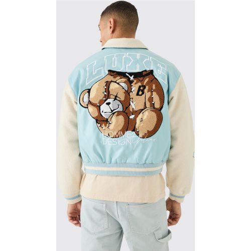 Veste ample universitaire à manches bouclées - XS - Boohooman - Modalova