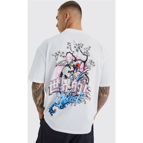 T-shirt oversize à col montant et imprimé cerisier en fleur - Boohooman - Modalova
