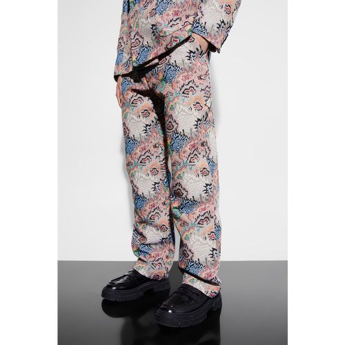 Pantalon de costume large à motif tapisserie - 30 - Boohooman - Modalova