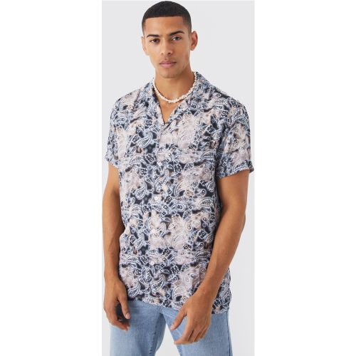 Chemise imprimée en viscose à manches courtes - M - Boohooman - Modalova