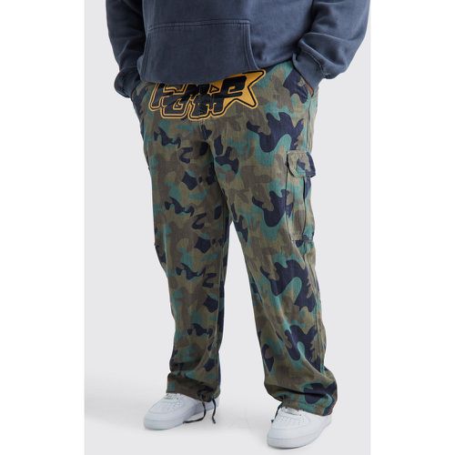 Grande taille - Pantalon cargo ample à imprimé camouflage - 38 - Boohooman - Modalova