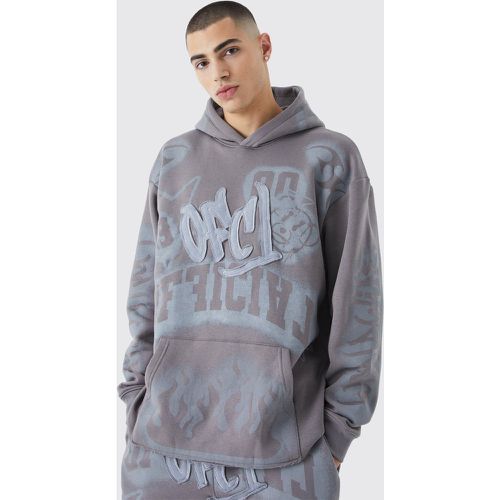 Sweat à capuche oversize imprimé graffiti - XL - Boohooman - Modalova