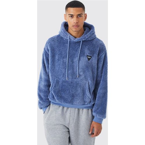 Sweat à capuche oversize en polaire à écusson - M - Boohooman - Modalova