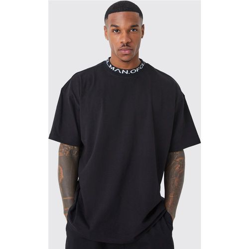 T-shirt oversize à col jacquard - S - Boohooman - Modalova