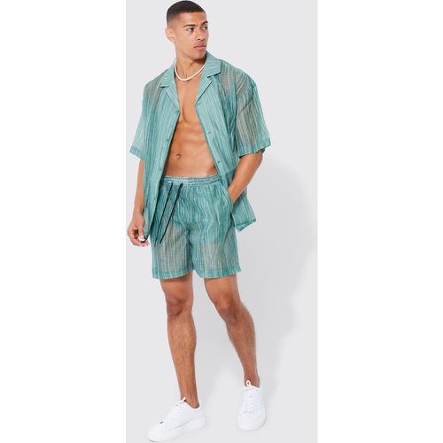 Ensemble oversize imprimé marbre avec chemise et short - S - Boohooman - Modalova