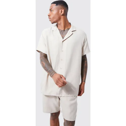 Ensemble oversize avec chemise en lin et short - L - Boohooman - Modalova